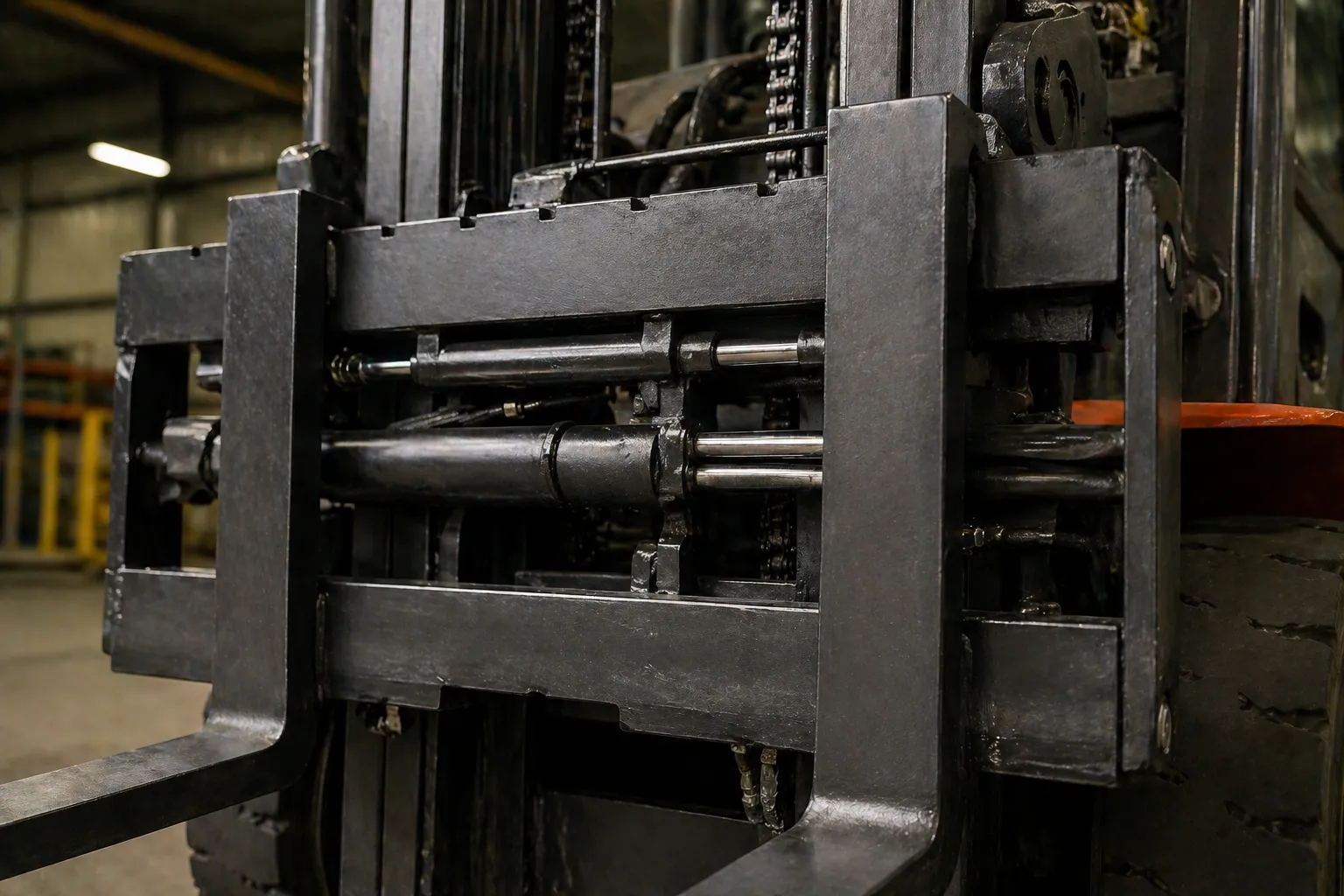 Formed steel structure of a forklift carriage assembly