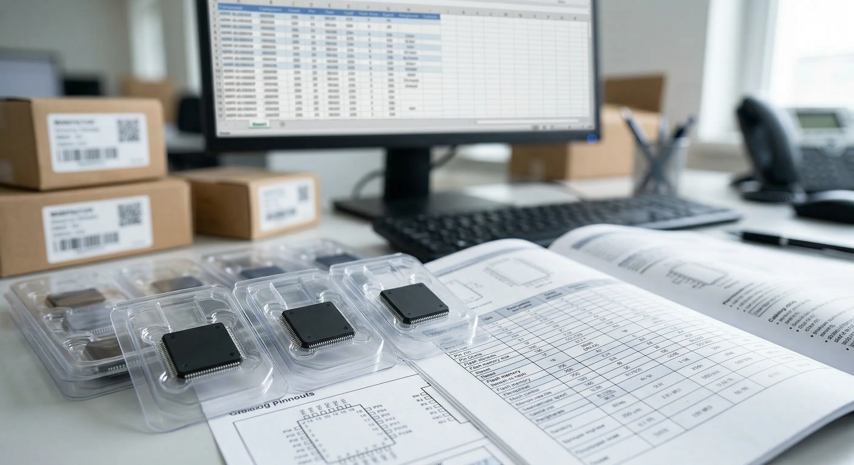 Team reviewing analytics reports for industrial procurement