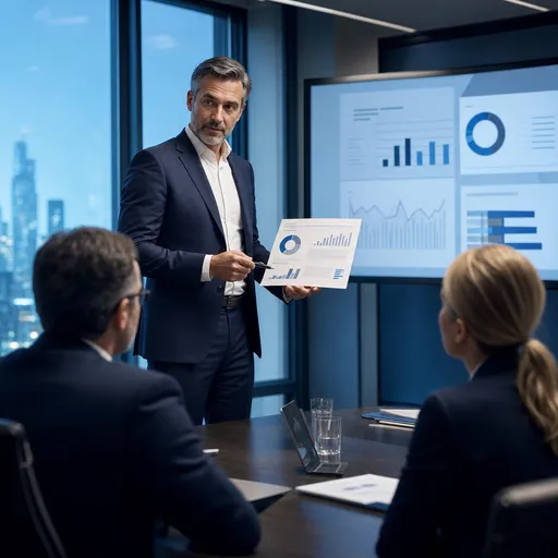 Executive presenting a savings report to leadership
