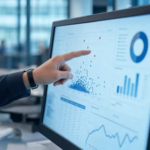 Analyst pointing at a dashboard where price outliers stand out