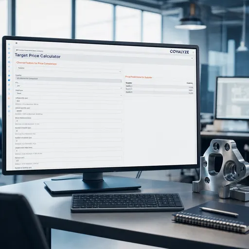 COVALYZE target price calculator on a desktop monitor